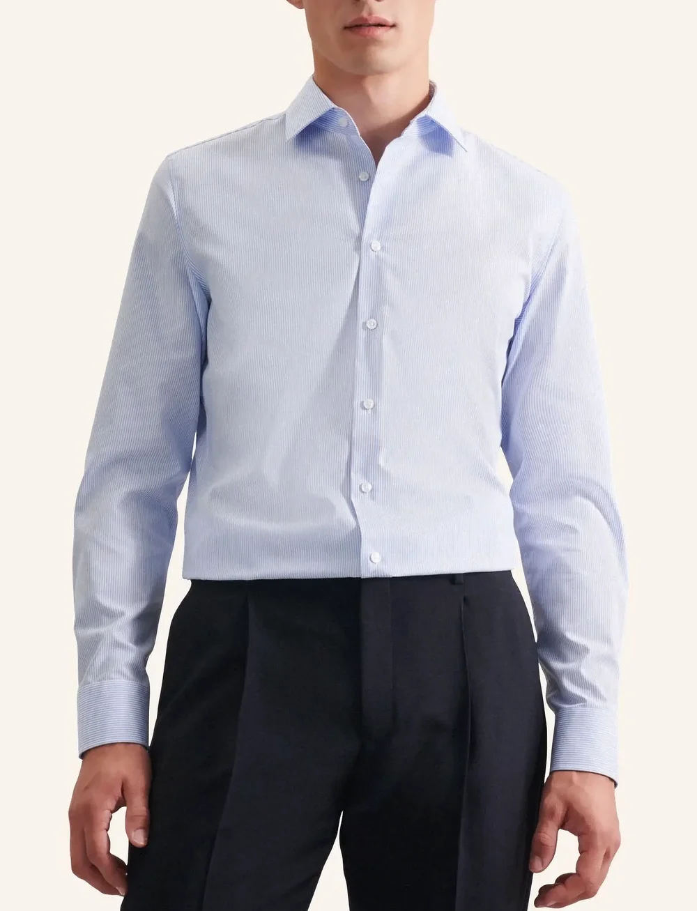 Seidensticker - Business Kent 98 1/1 - striped shirts - light blue - 0