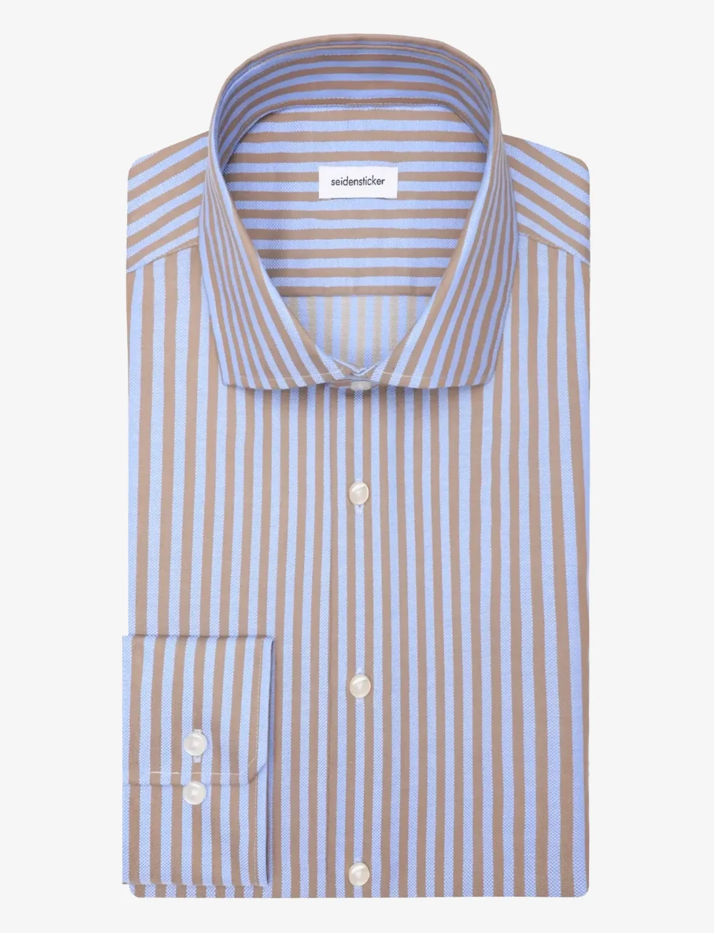 Seidensticker - Spread Kent - randiga skjortor - beige - 1