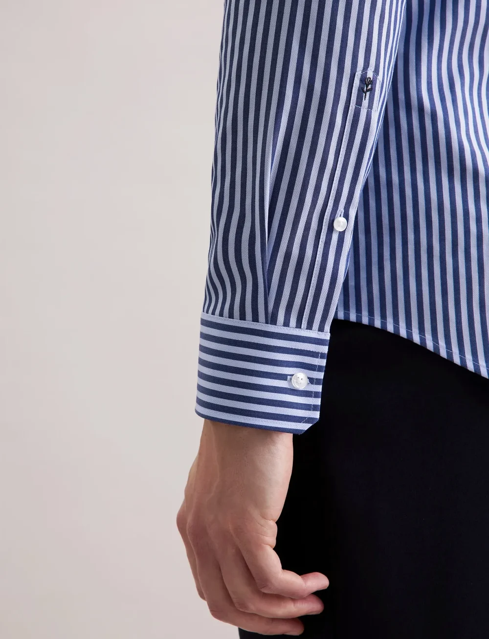 Seidensticker - Spread Kent - randiga skjortor - mid blue - 4