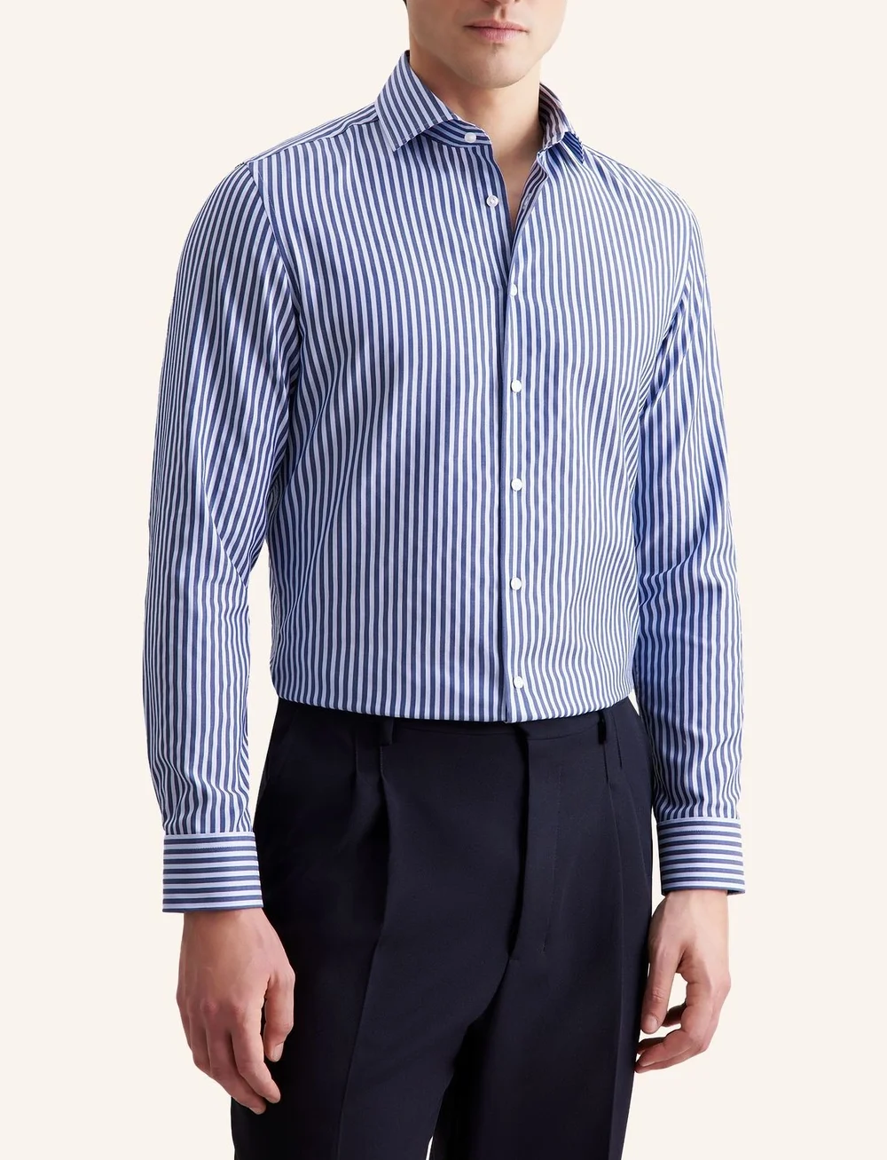 Seidensticker - Spread Kent - randiga skjortor - mid blue - 2