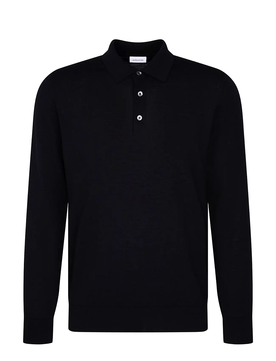 Seidensticker - Sweater knit Regular - long-sleeved knitted polos - black - 0