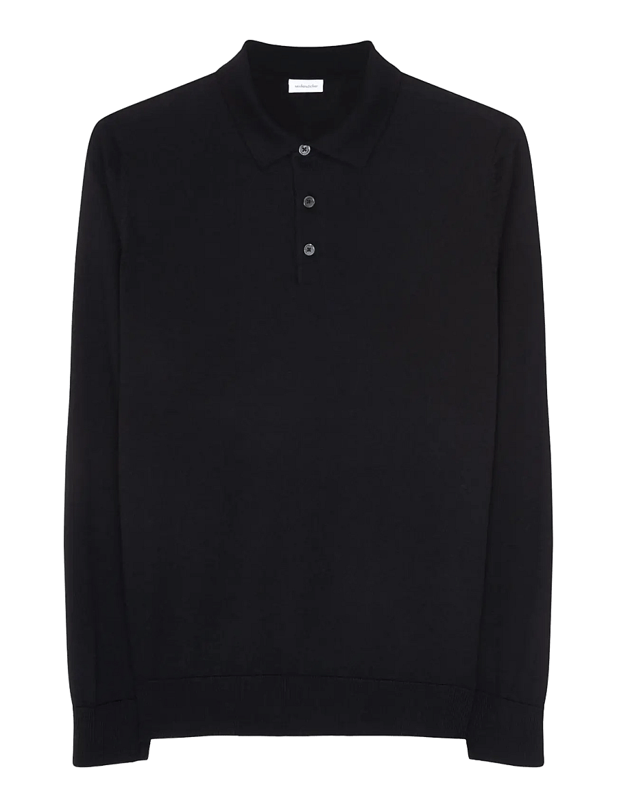 Seidensticker - Sweater knit Regular - long-sleeved knitted polos - black - 1