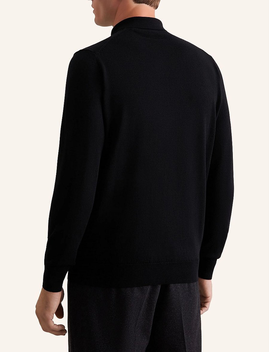 Seidensticker - Sweater knit Regular - long-sleeved knitted polos - black - 2