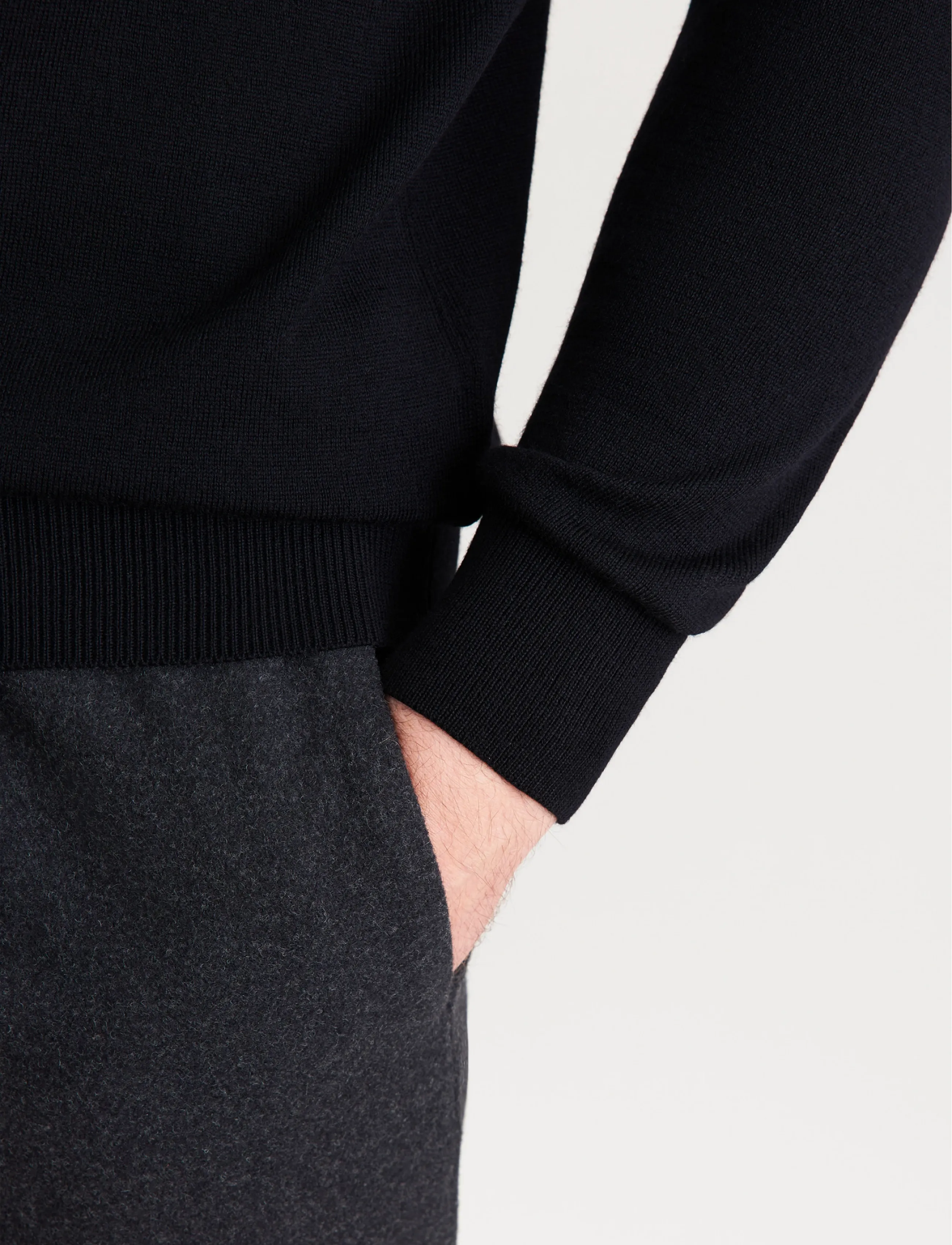 Seidensticker - Sweater knit Regular - long-sleeved knitted polos - black - 3