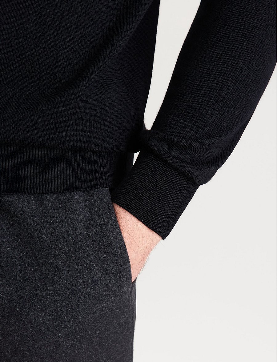 Seidensticker - Sweater knit Regular - long-sleeved knitted polos - black - 3