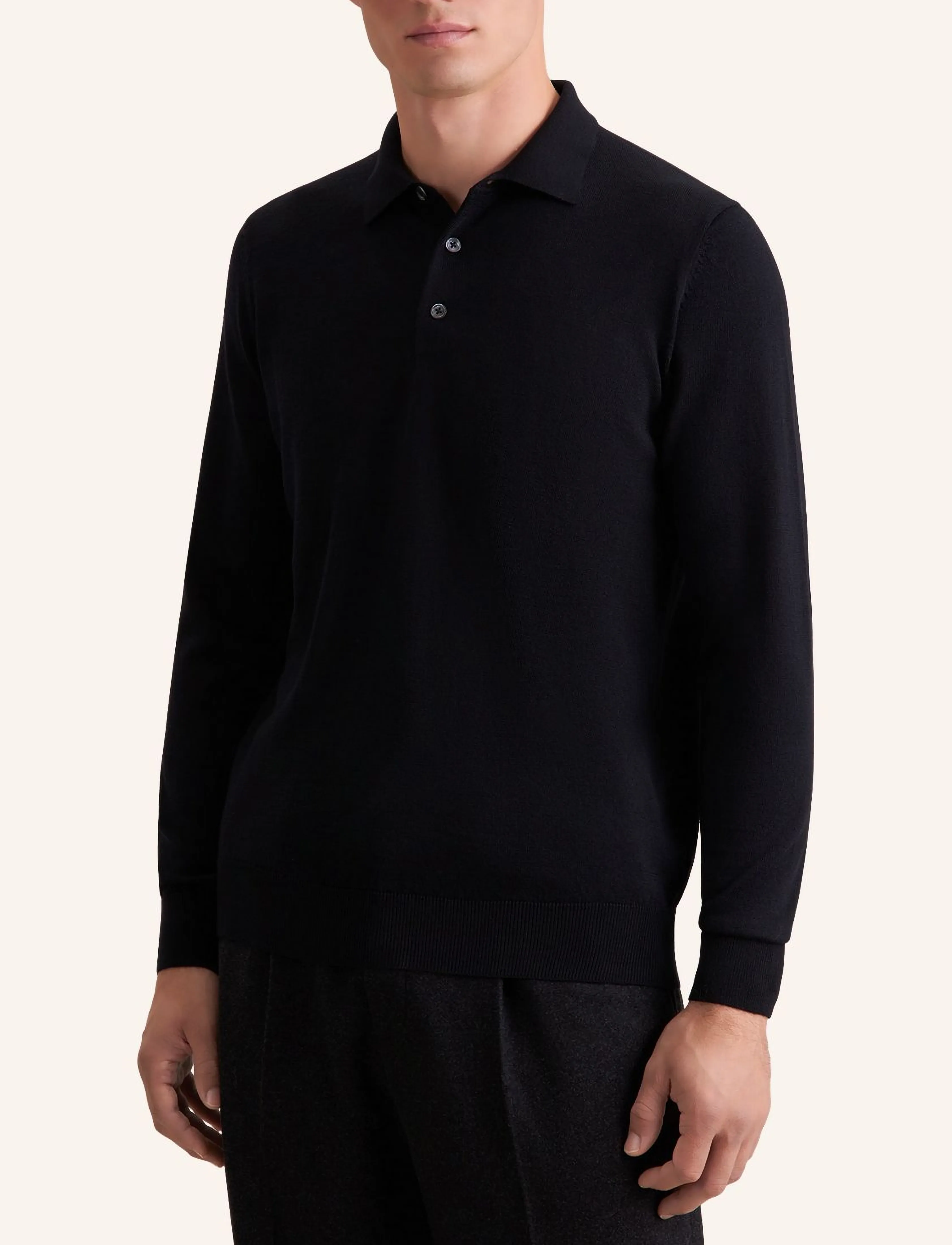 Seidensticker - Sweater knit Regular - long-sleeved knitted polos - black - 4