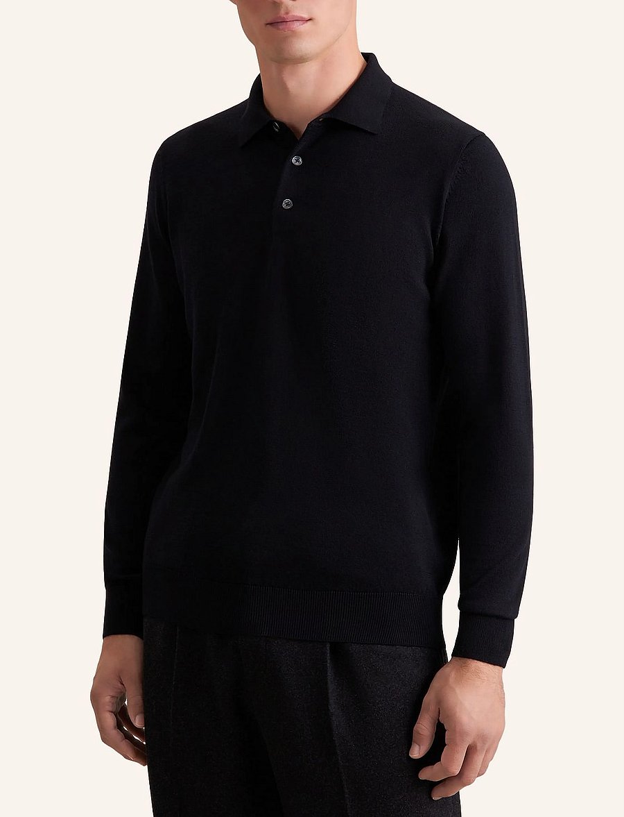 Seidensticker - Sweater knit Regular - long-sleeved knitted polos - black - 4