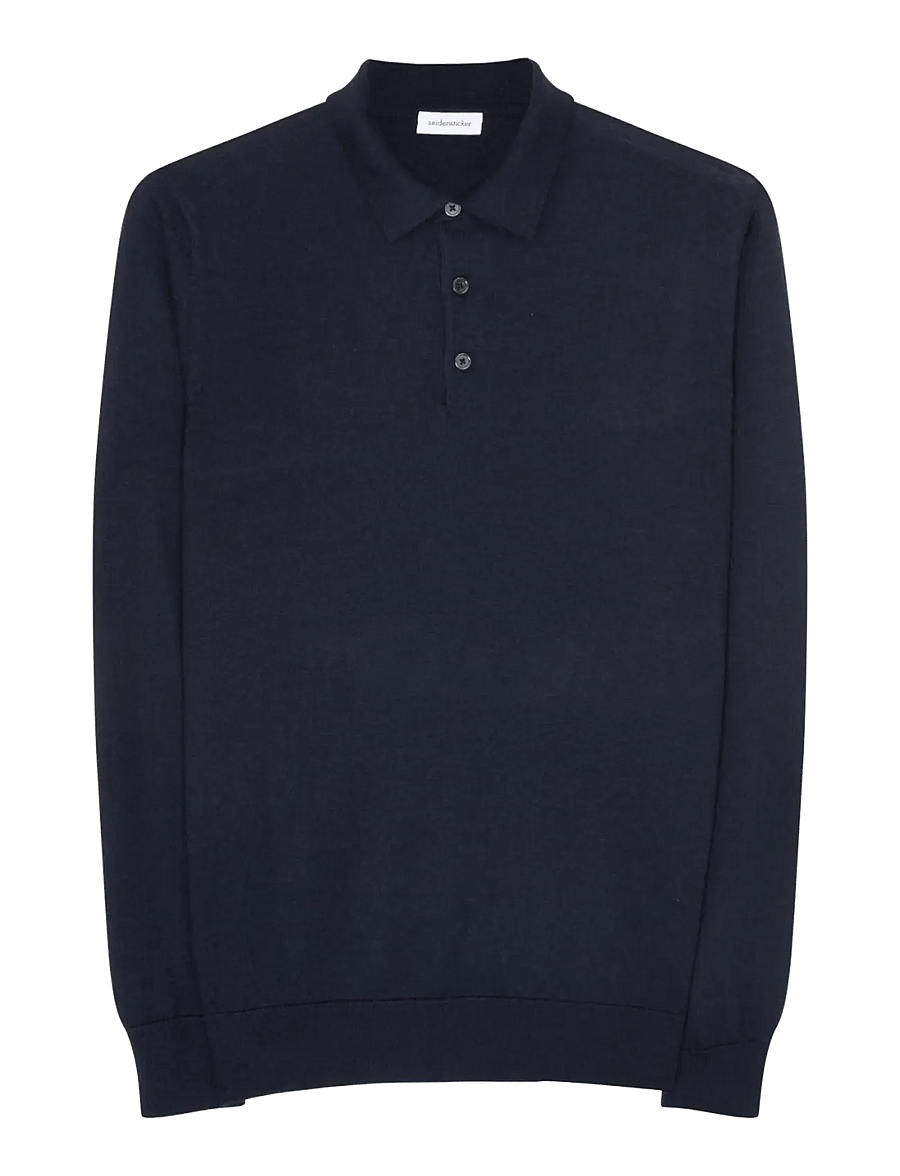 Seidensticker - Sweater knit Regular - pikkade varrukatega kootud polod - deep navy - 1