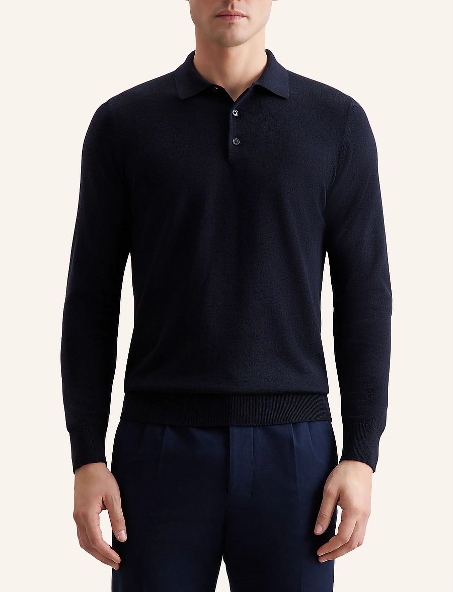 Seidensticker - Sweater knit Regular - pikkade varrukatega kootud polod - deep navy - 4