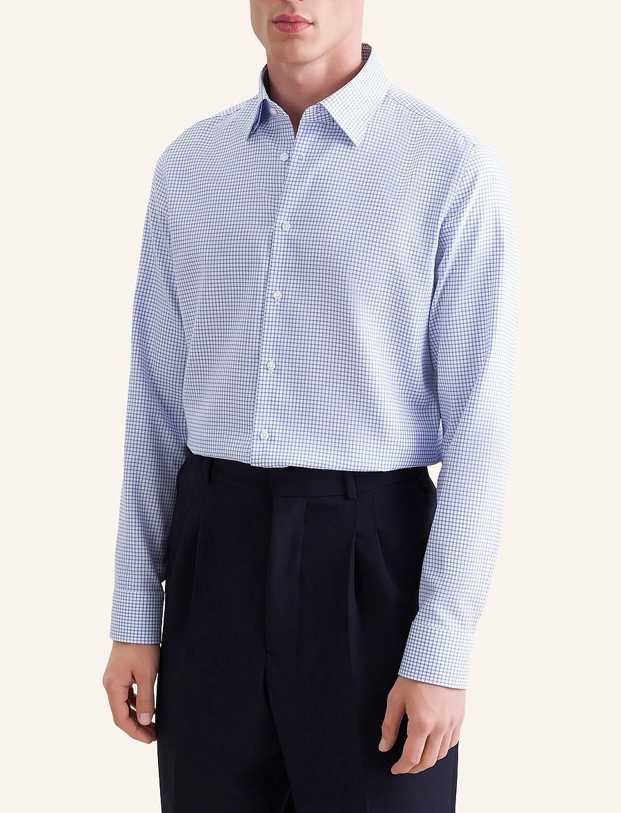 Seidensticker - Business shirt Slim - rūtaini krekli - mid blue - 0