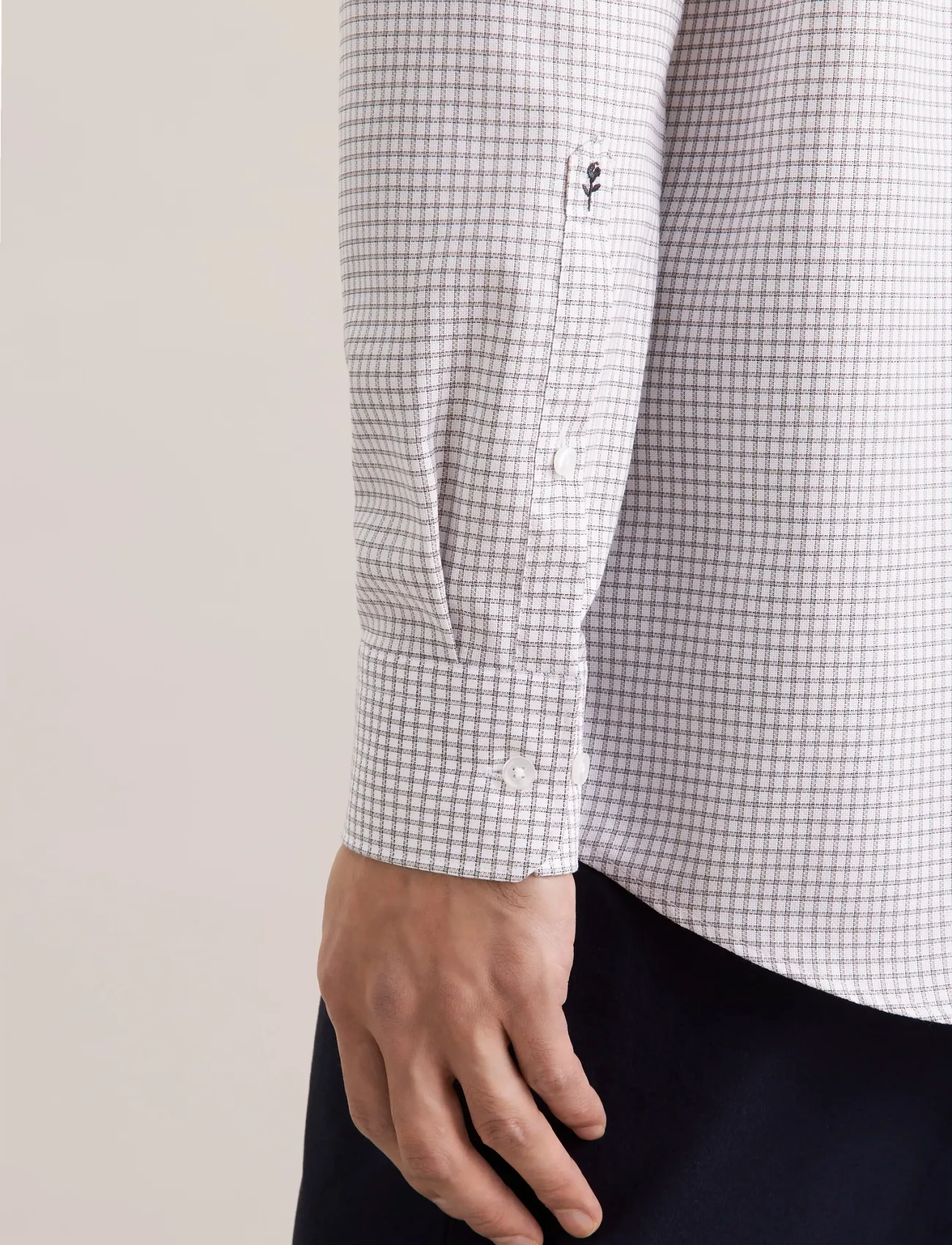 Seidensticker - Business shirt Regular - ruudulised särgid - beige - 4