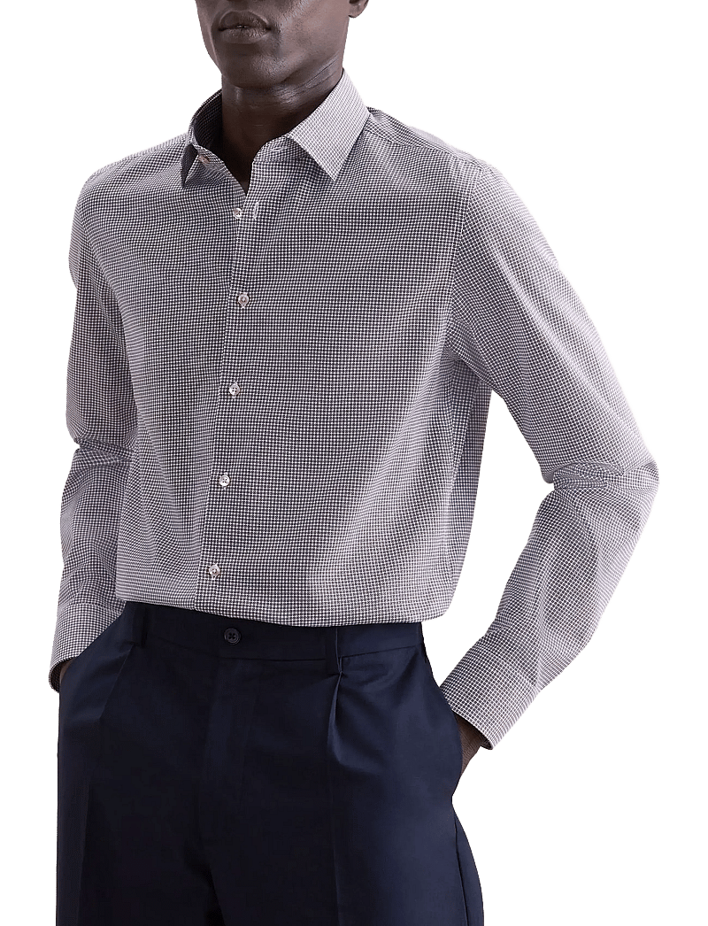 Seidensticker - New Kent 98 - mønstrede skjorter - beige - 0