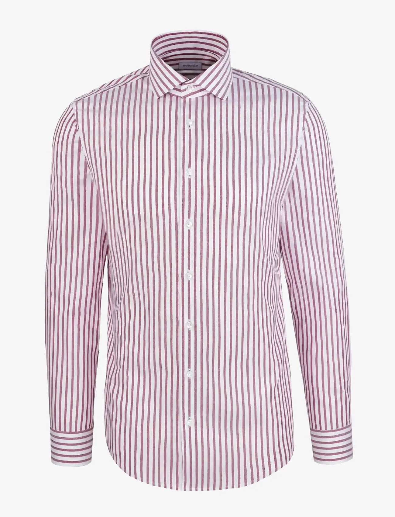 Seidensticker - Spread Kent 98 - randiga skjortor - berry - 1