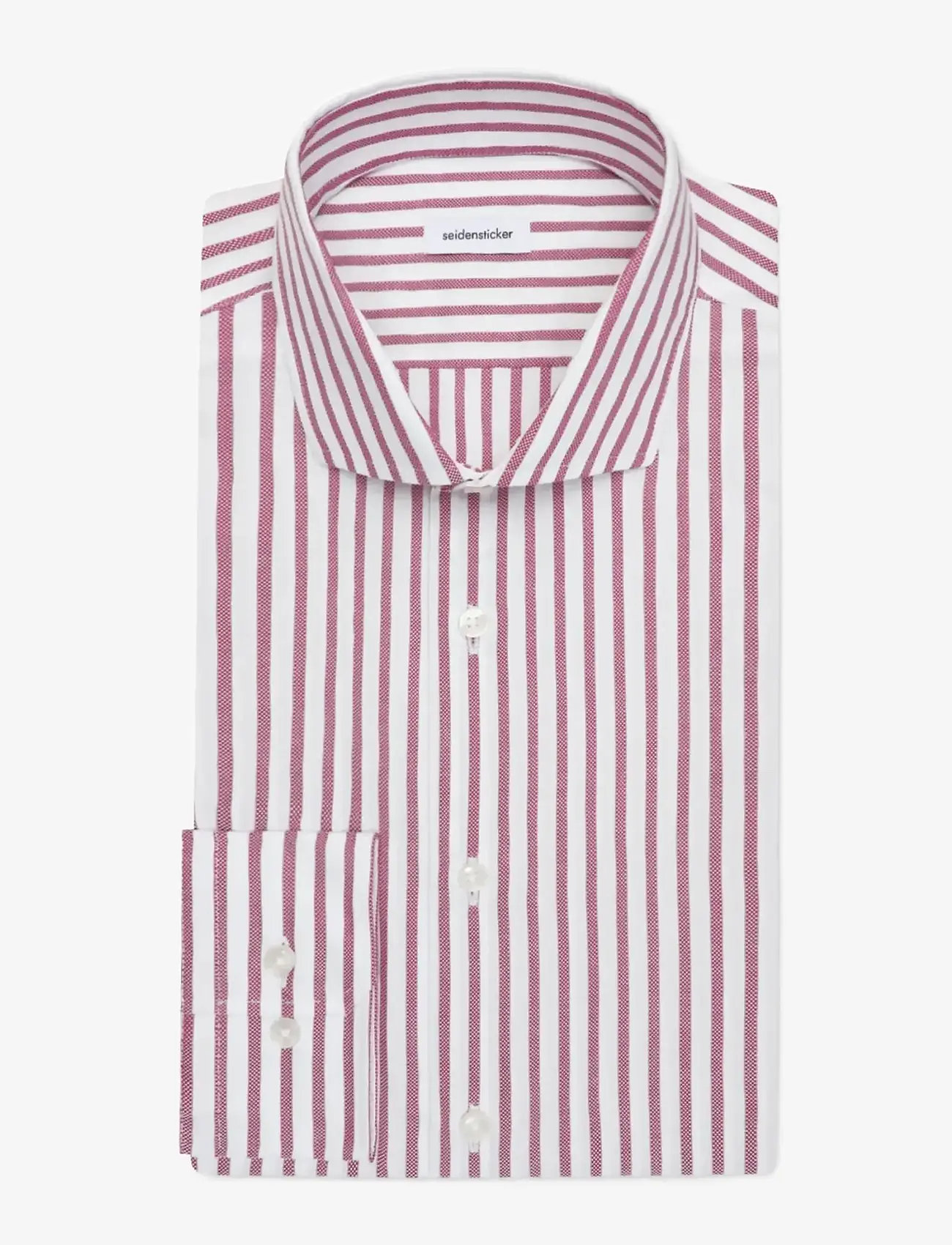 Seidensticker - Spread Kent 98 - randiga skjortor - berry - 2