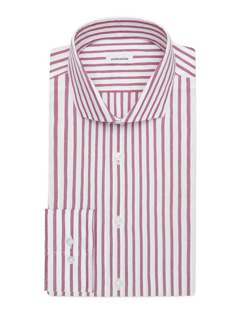 Seidensticker - Spread Kent 98 - randiga skjortor - berry - 2