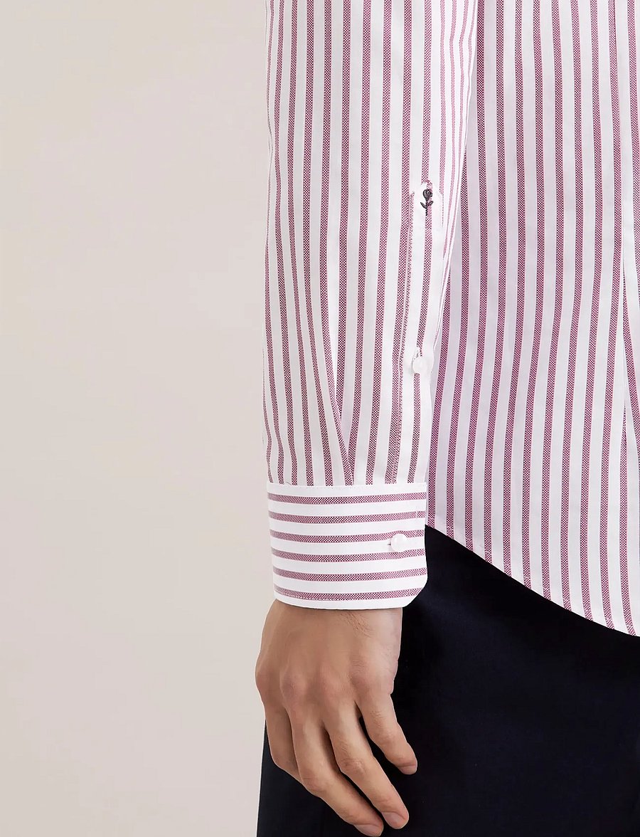 Seidensticker - Business shirt Slim - randiga skjortor - berry - 4