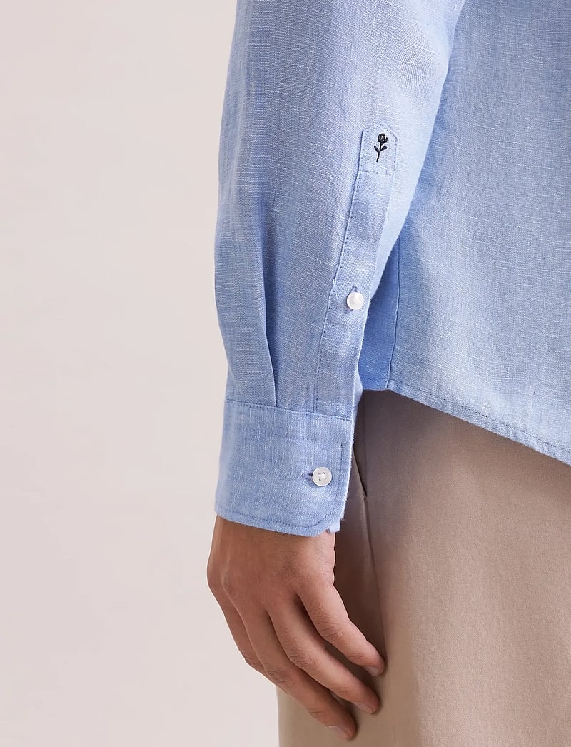 Seidensticker - Linen shirt Regular - hørskjorter - light blue - 4