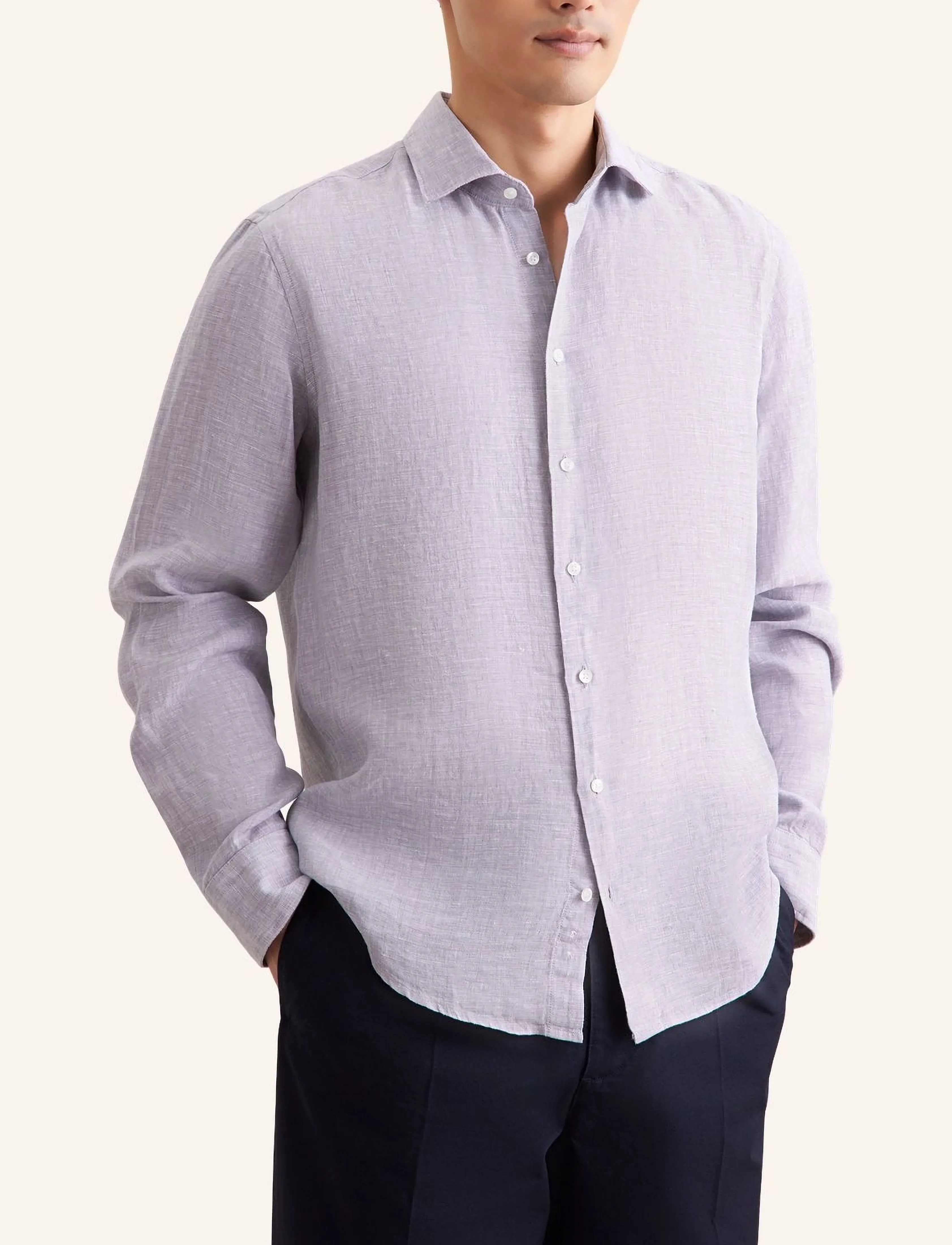 Seidensticker Linen Shirt Regular, 40, Shirts, Grau - Männerswear