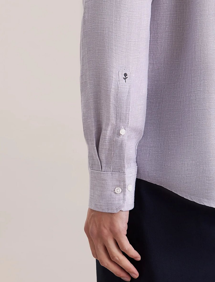 Seidensticker - Linen shirt Regular - linneskjortor - light grey - 4