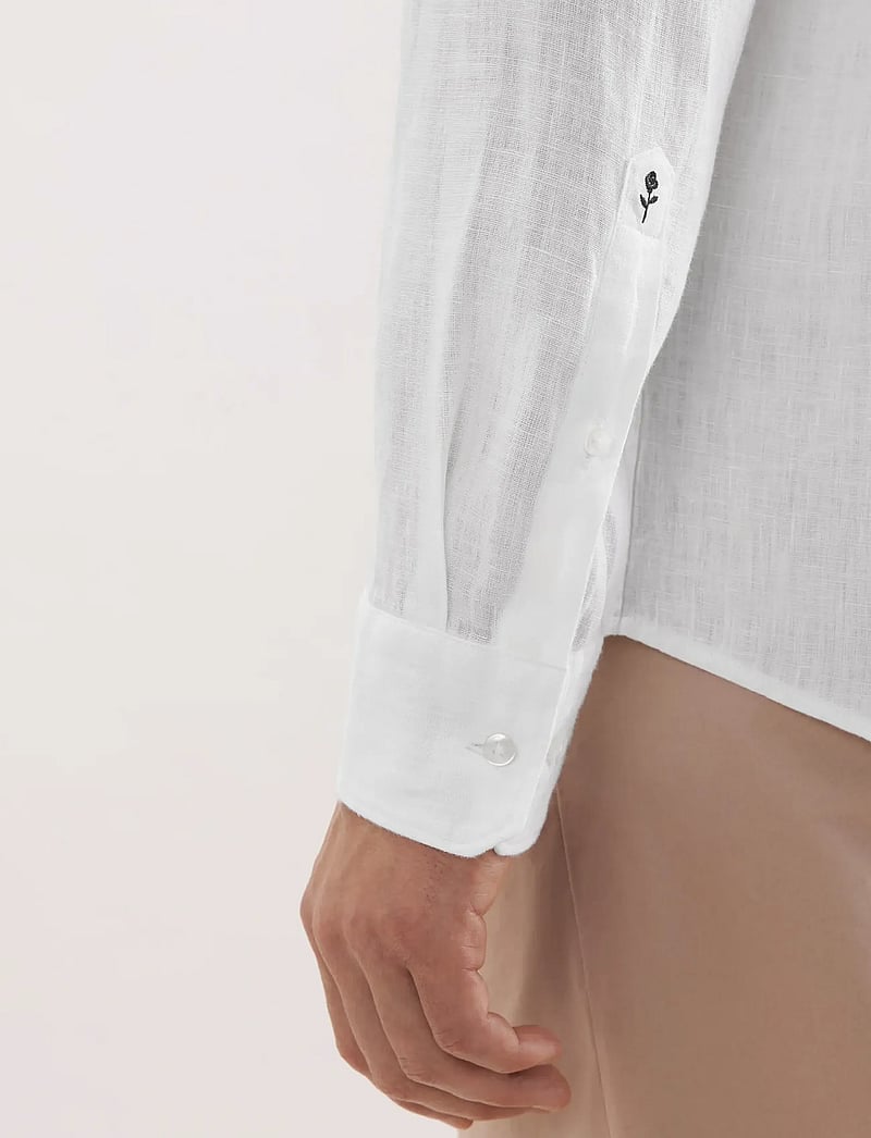 Seidensticker - Linen shirt Regular - hørskjorter - white - 4