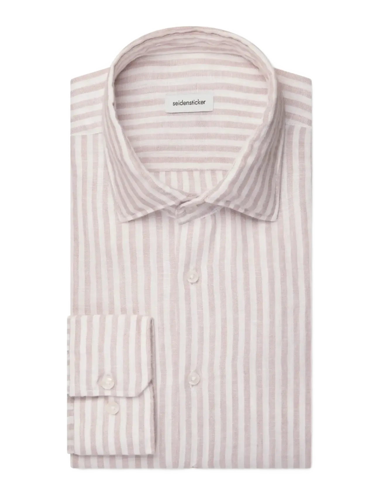 Seidensticker - Linen shirt Regular - stribede skjorter - beige - 2