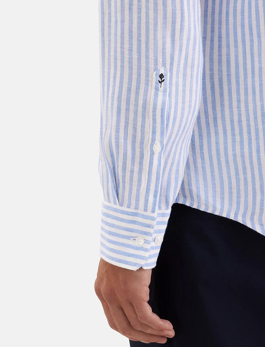 Seidensticker - Linen shirt Regular - gestreifte hemden - light blue - 3