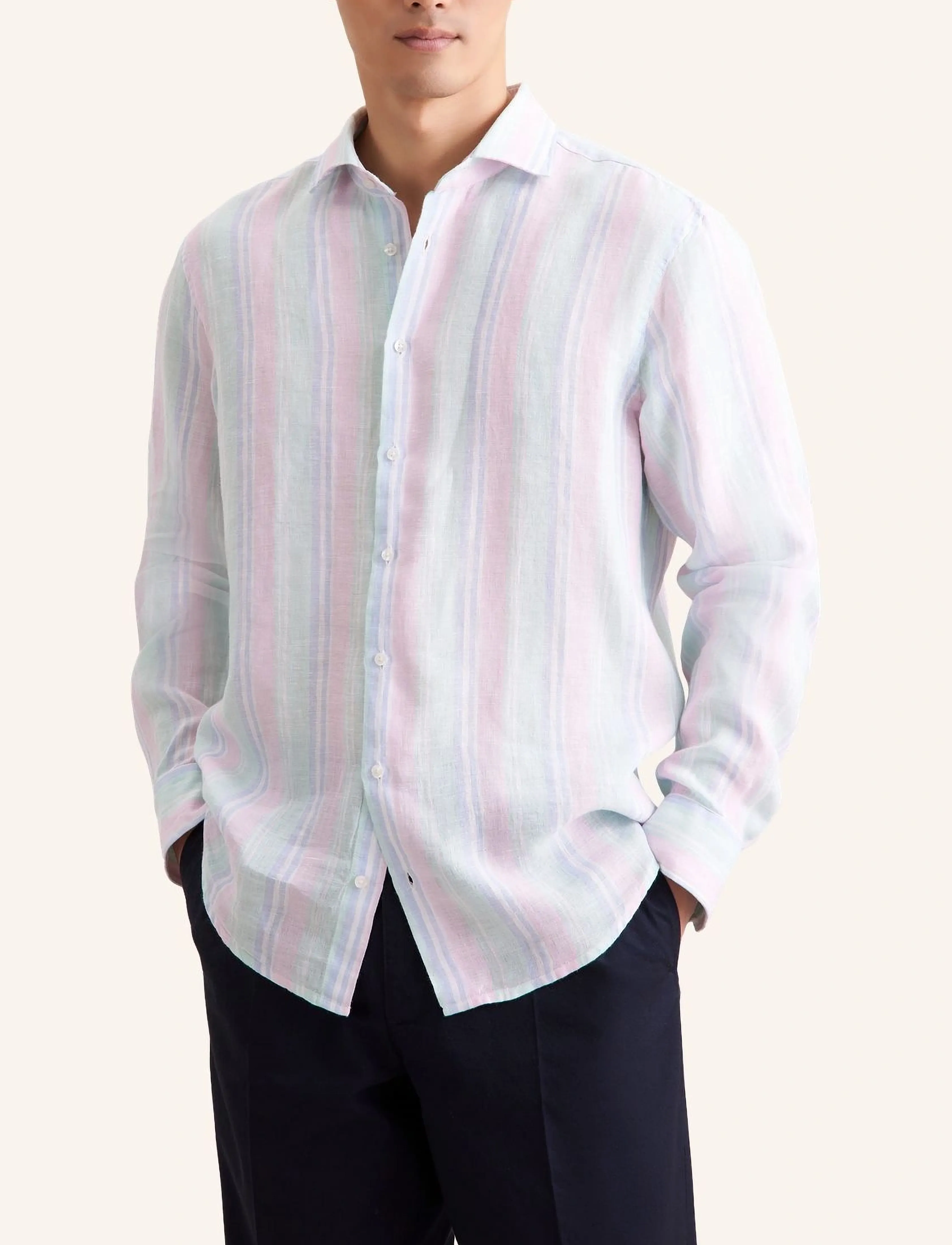 Seidensticker Linen Shirt Regular, 44, Multi/patterned, Skjorter > Skjorter I Hør, Herre