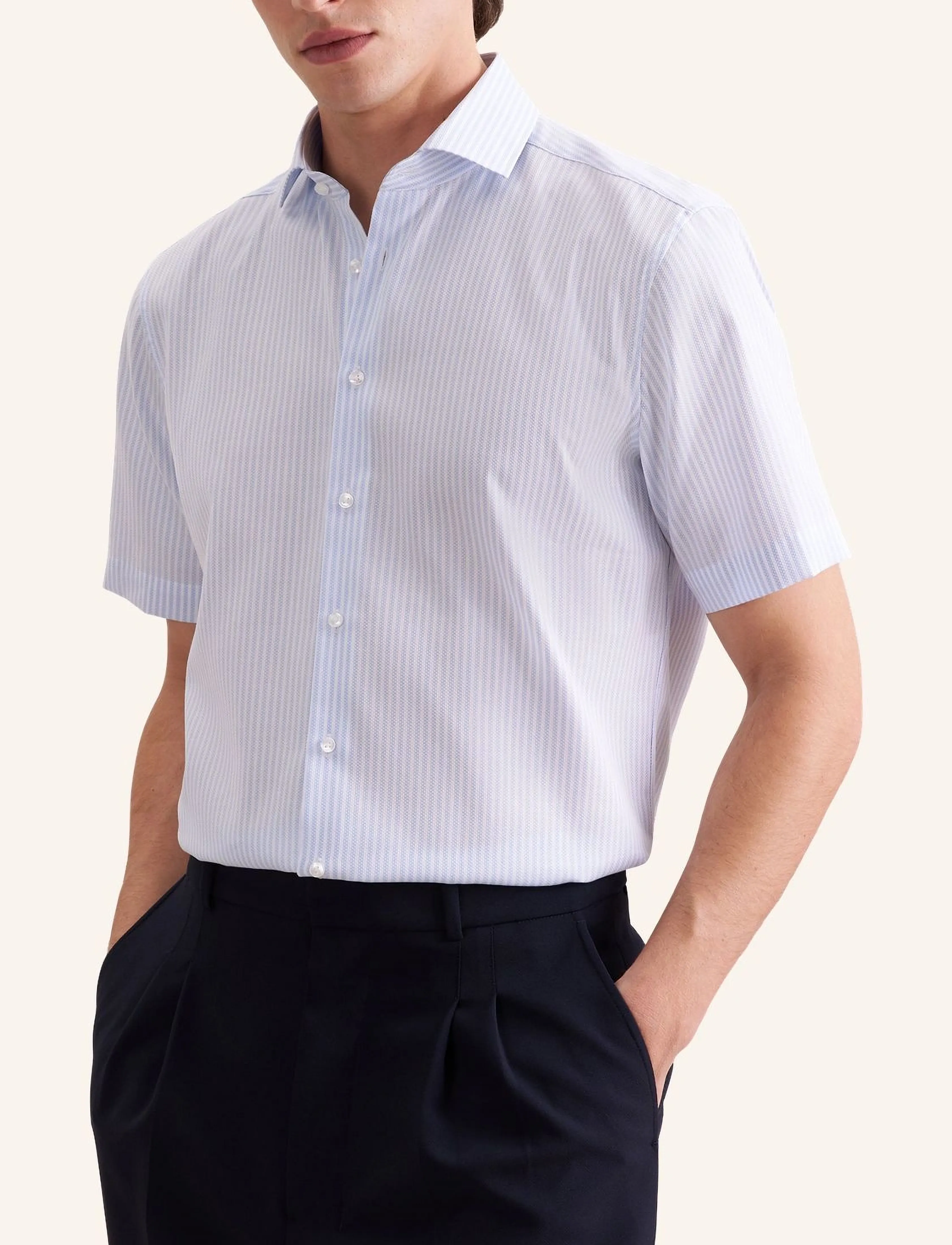 Seidensticker Business Shirt Regular, 42, Blue, Skjorter > Kortærmede Shirts, Herre