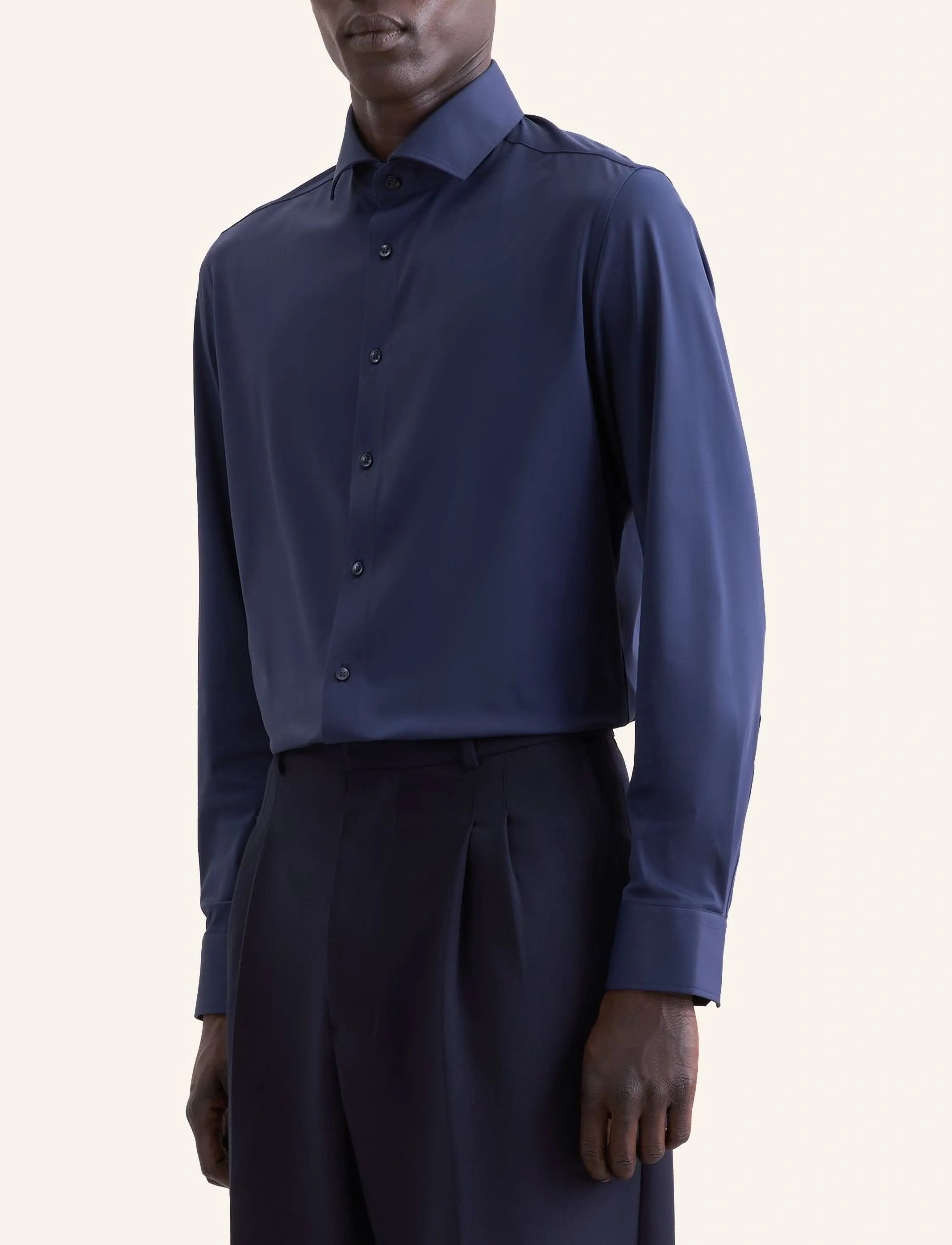 Seidensticker Performance Shirt Slim, Mænd, Spread Krave Skjorte, Navy, Str: 40