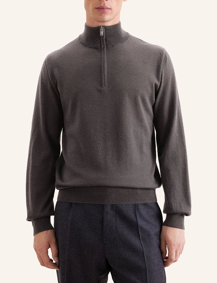 Seidensticker - Sweater knit Regular - pullover mit halbem reißverschluss - nougat mÉlange - 0