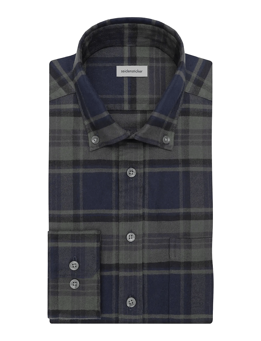 Seidensticker - Casual Shirt Regular - checkered shirts - dark olive - 1
