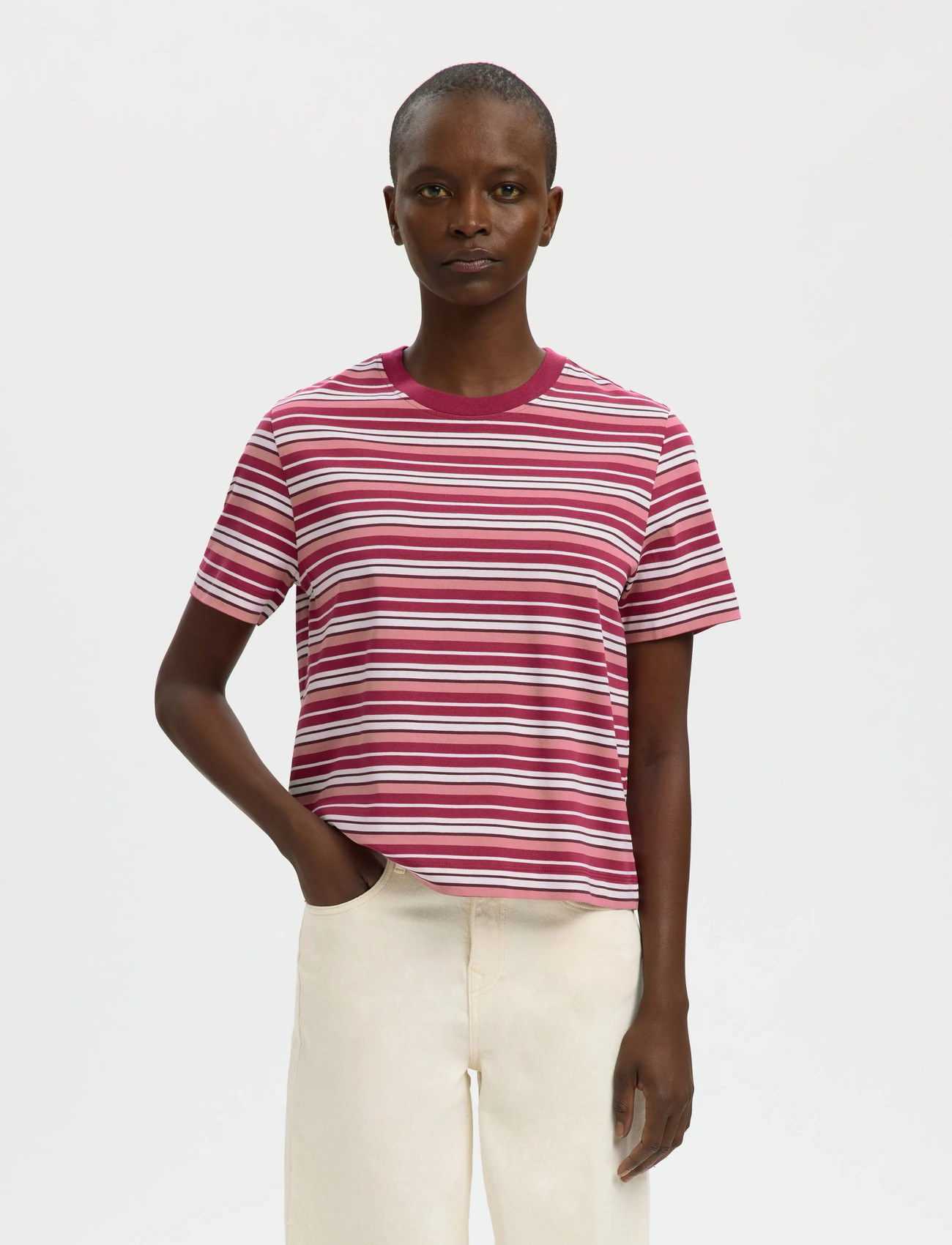 Selected Slwessential Ss Striped Boxy Tee Noos - - XS 2
