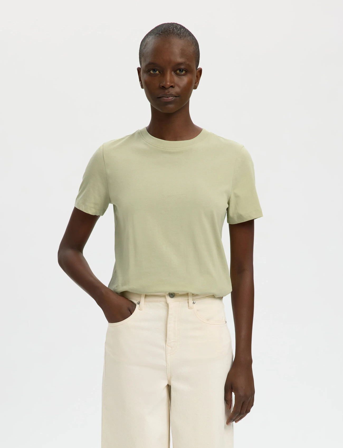 Selected Slwmyessential Ss O-Neck Tee Noos - - L 2