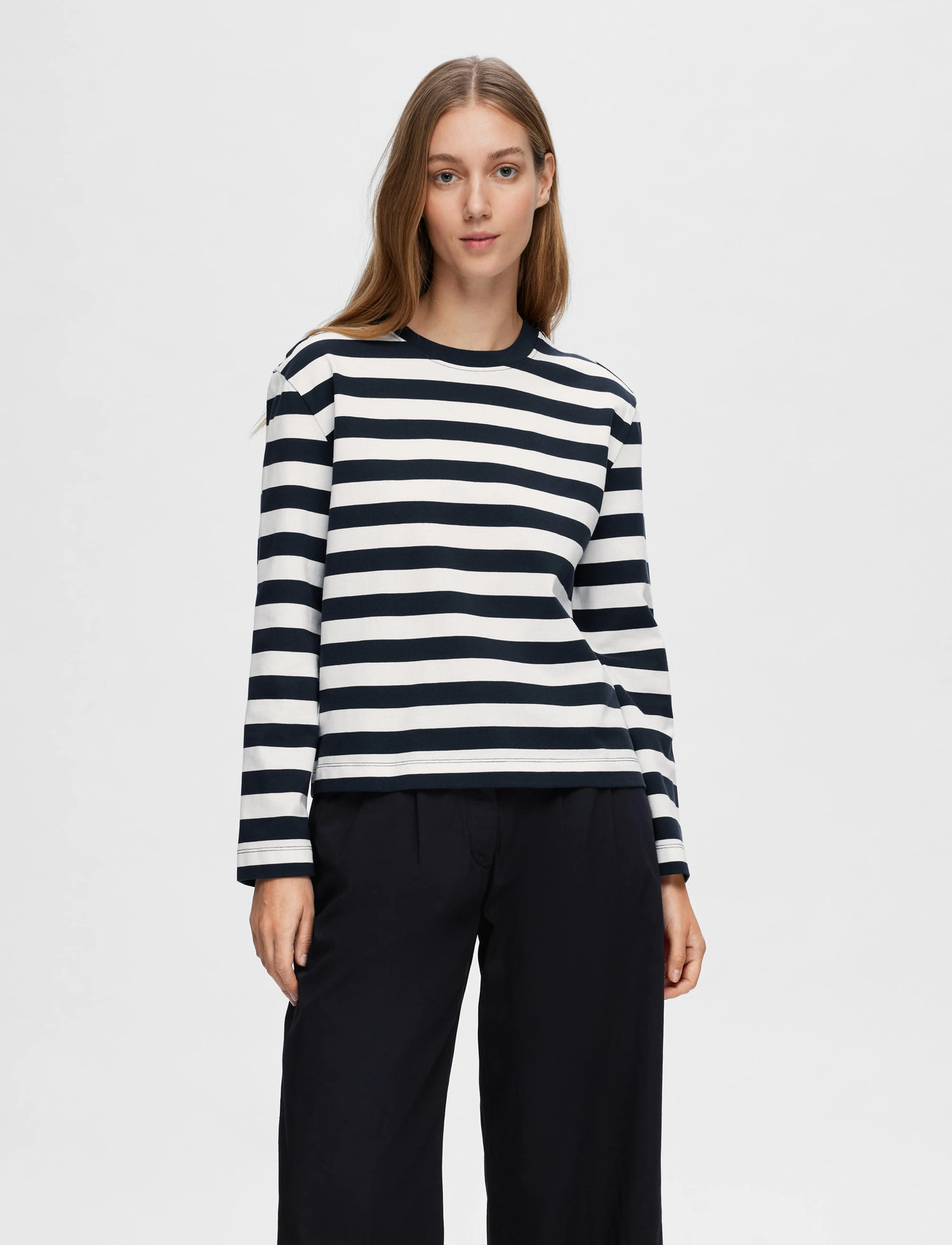 Selected Slwessential Ls Striped Boxy Tee Noos - - XS 1