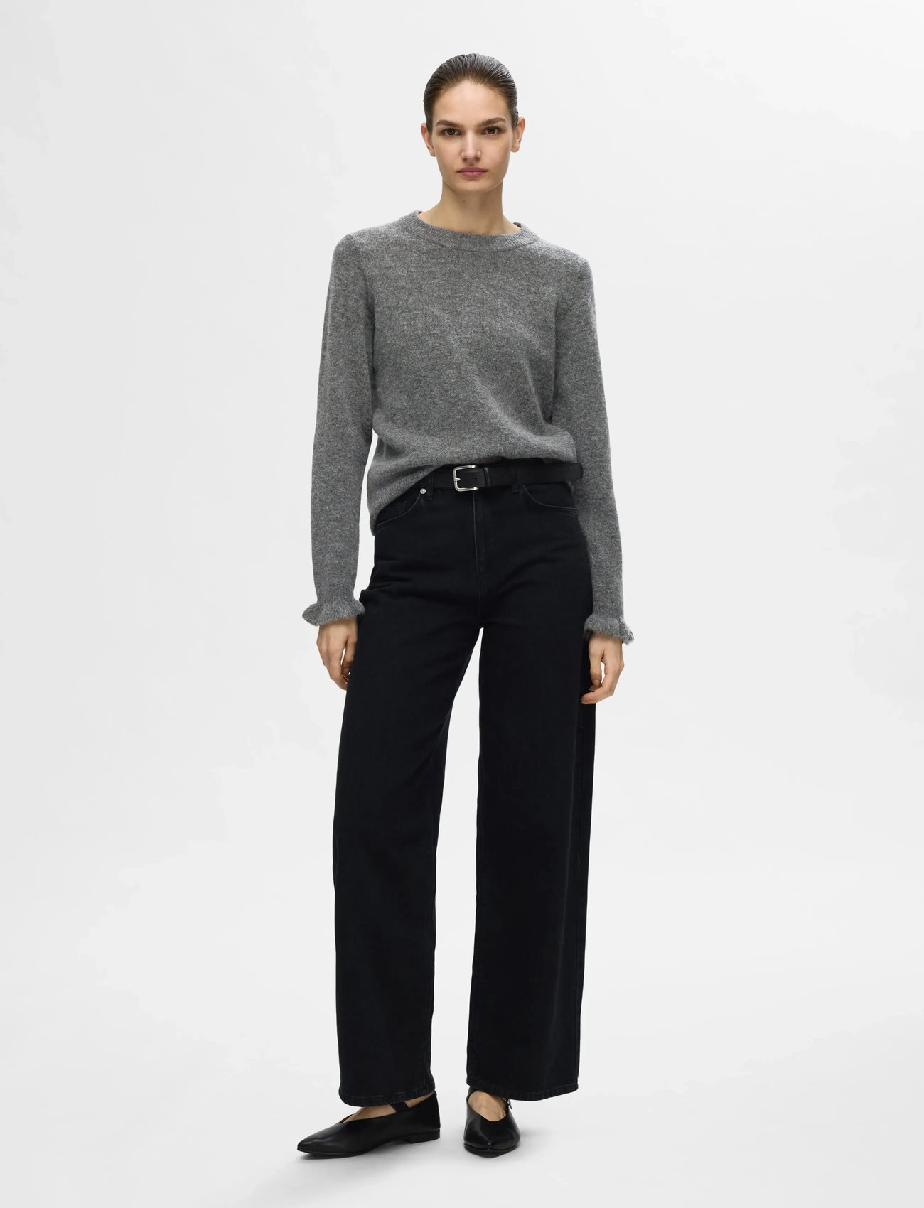 SELECTED Slflulu Ls Knit Frill Cuff stickade tröjor dam – bild 7