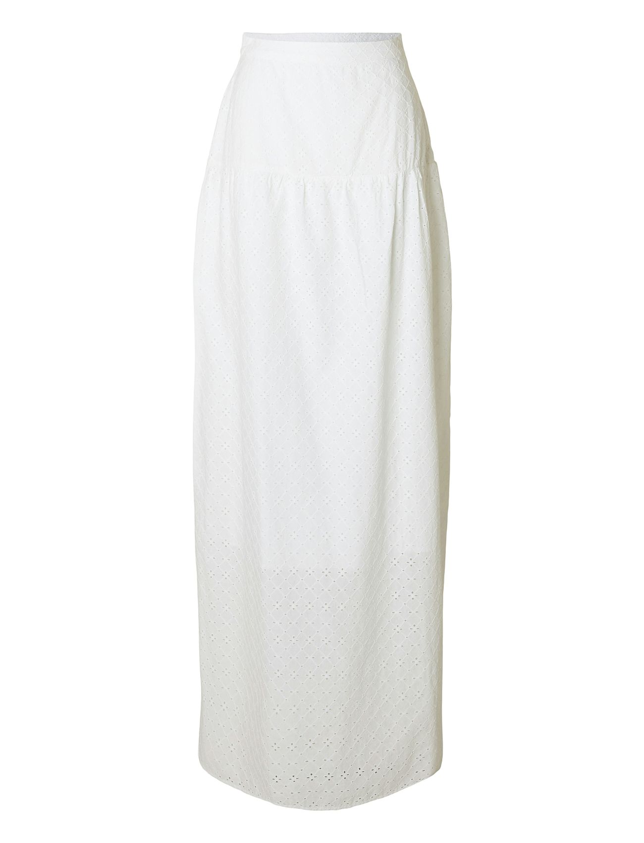 Selected Slfhannah Mw Long Broderi Skirt D - White - 34