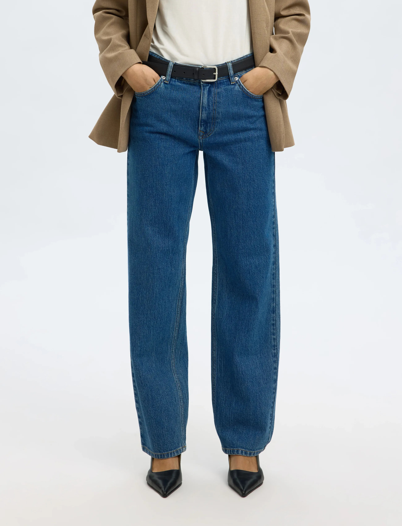 Selected Slwstraight Bea-Kori Mw Jeans Noos - Grey - 26 x 32 1