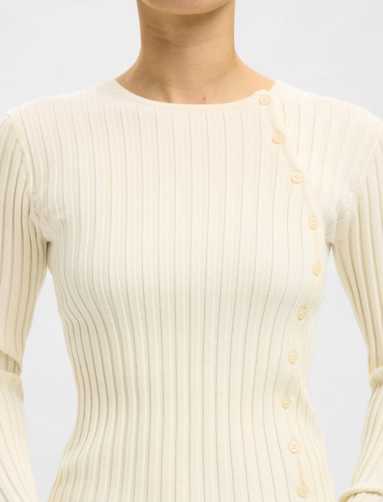 SELECTED Slfhelen Ls Knit Button O-neck koftor & cardigans dam – bild 9