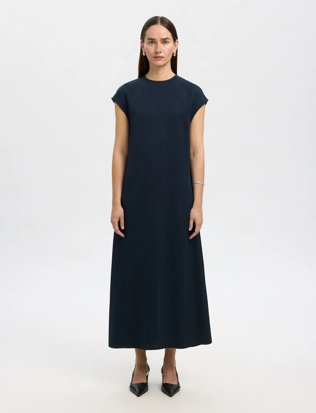 Selected Slflina Sl Ankle Slim Dress - Blue - 34 1