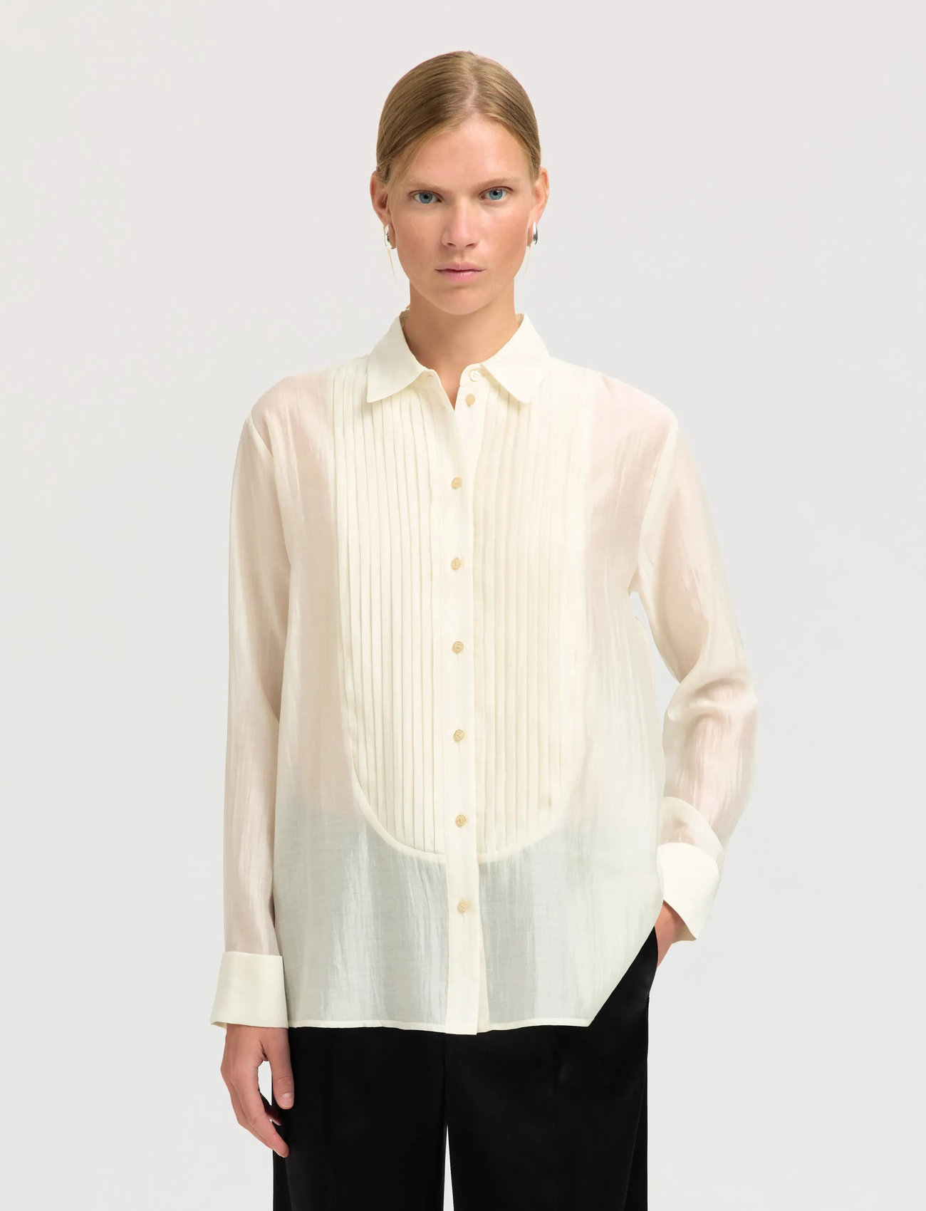 Selected Slfiris Relaxed Ls Shirt B - Cream - 34