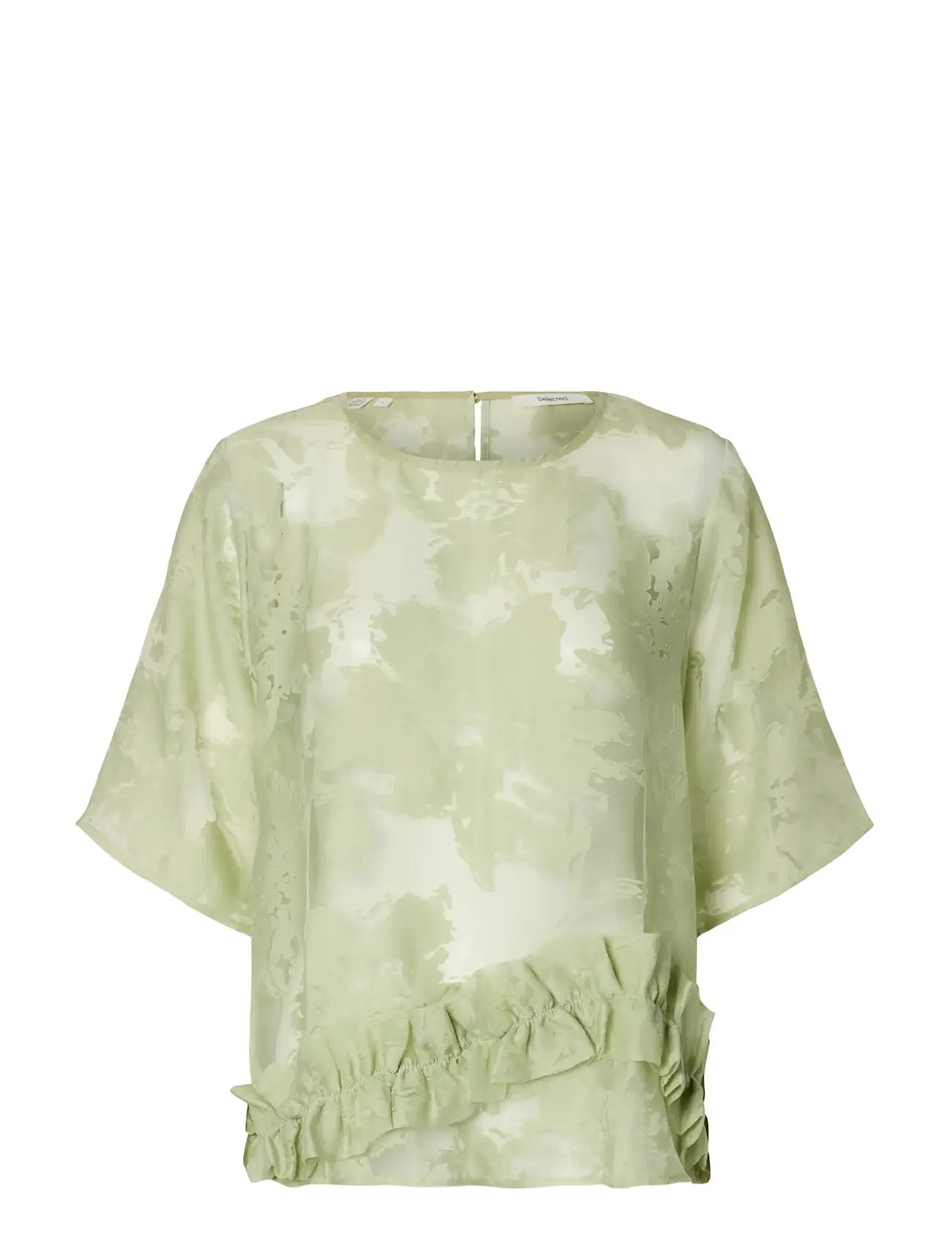 Selected Slflina Relaxed 2/4  Ruffle Top B - Green - 34