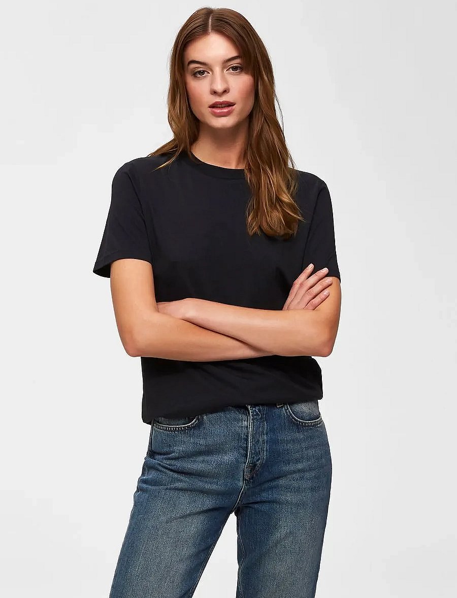 Selected - SLFMY PERFECT SS TEE BOX CUT B NOOS - t-shirts - black - 4