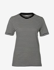 Selected Femme - SLFMY PERFECT SS TEE BOX CUT-STRI B NOOS - t-shirts - black - 0