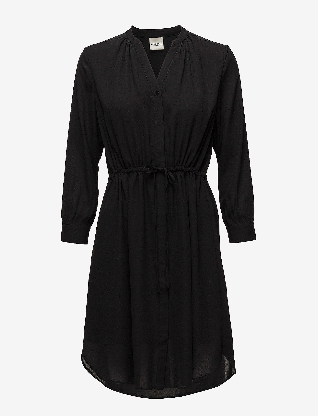 Selected Femme - SLFDAMINA 7/8 DRESS B NOOS - kurze kleider - black - 0