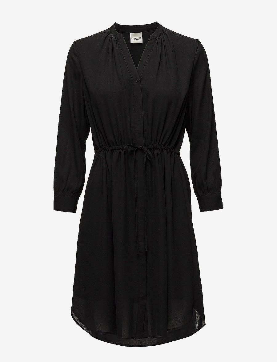 Selected - SLFDAMINA 7/8 DRESS B NOOS - shirt dresses - black - 1