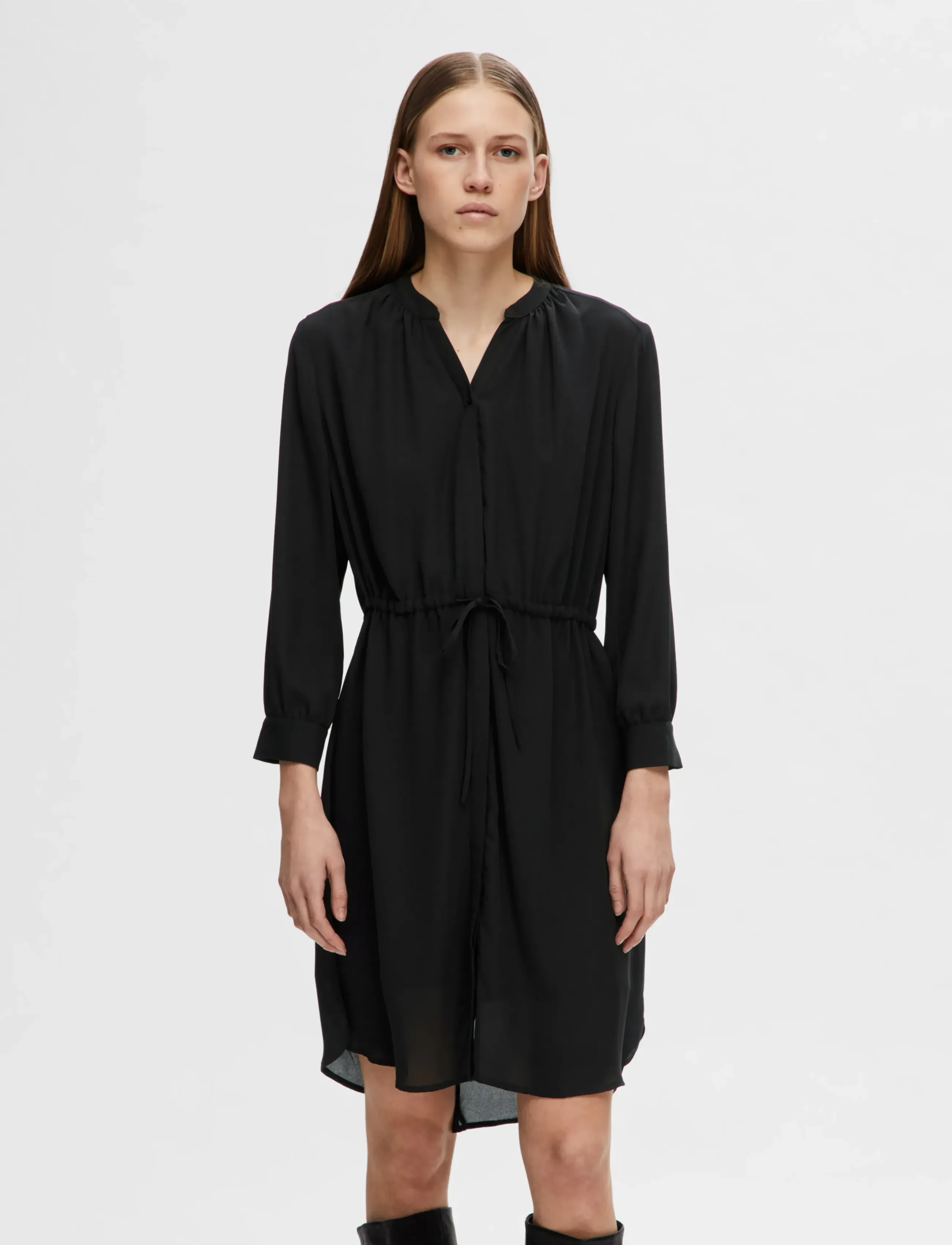 Selected Slfdamina 7/8 Dress B Noos, 42, Black, Kjoler > Kort Kjole, Dame