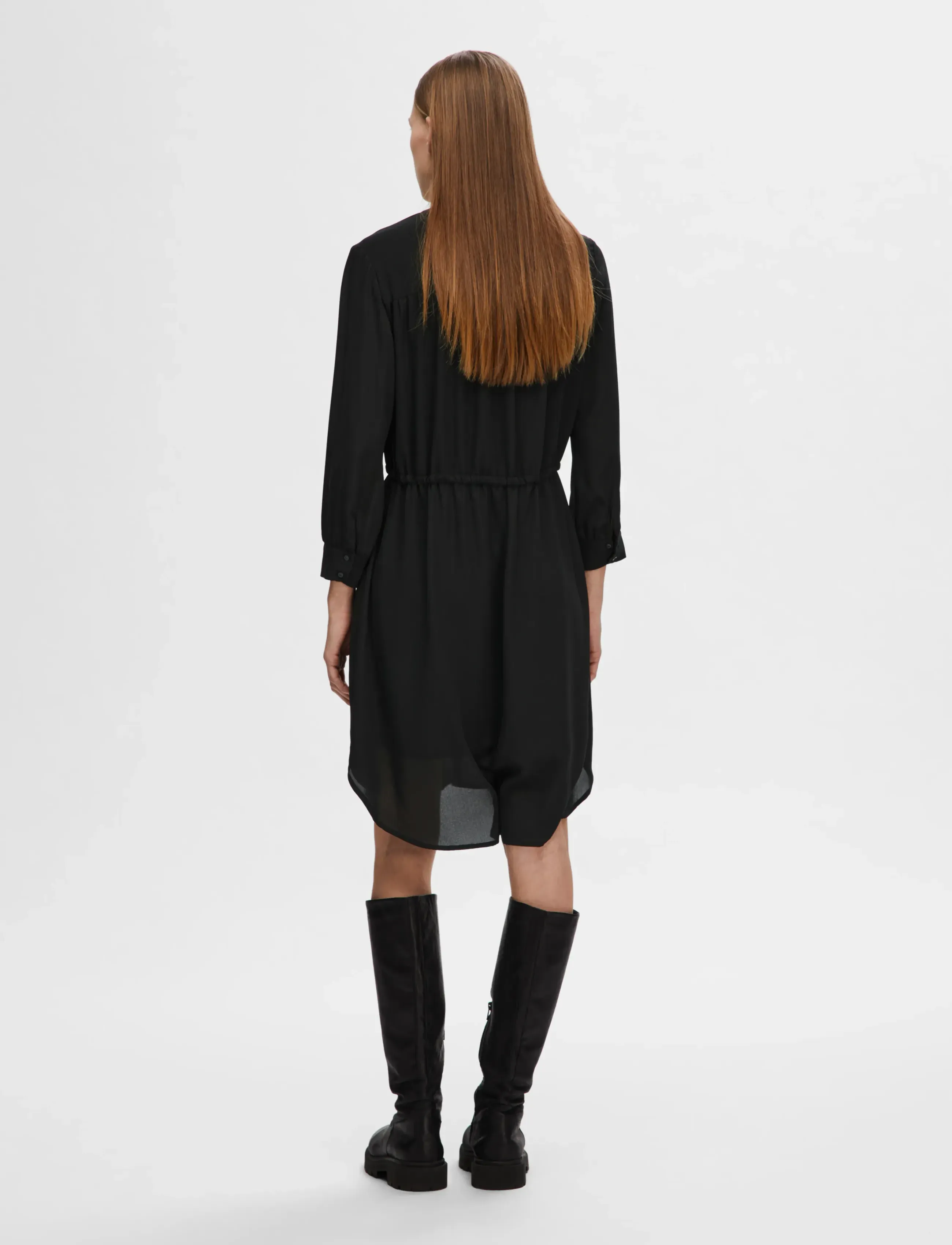 Selected - SLFDAMINA 7/8 DRESS B NOOS - robes chemises - black - 3