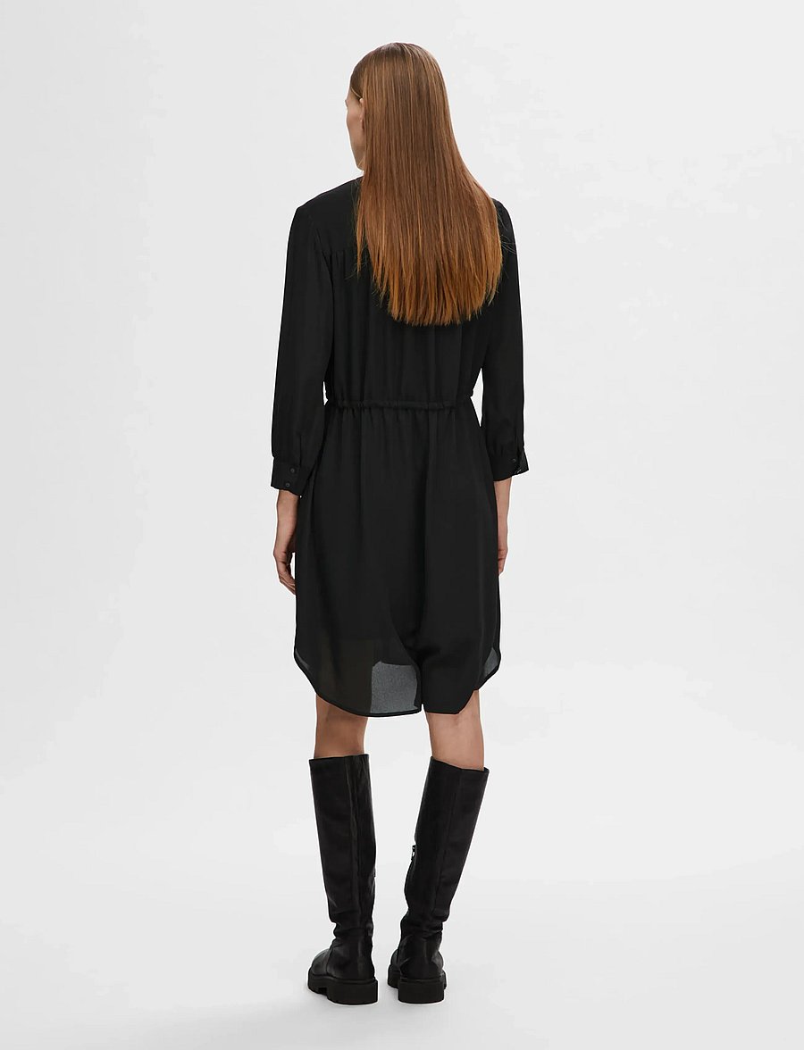 Selected - SLFDAMINA 7/8 DRESS B NOOS - shirt dresses - black - 3
