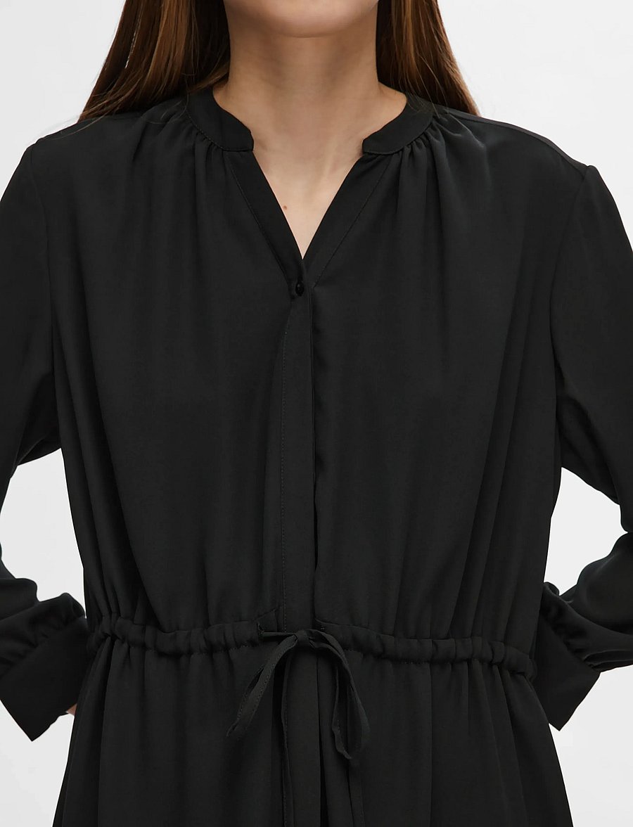 Selected - SLFDAMINA 7/8 DRESS B NOOS - shirt dresses - black - 5