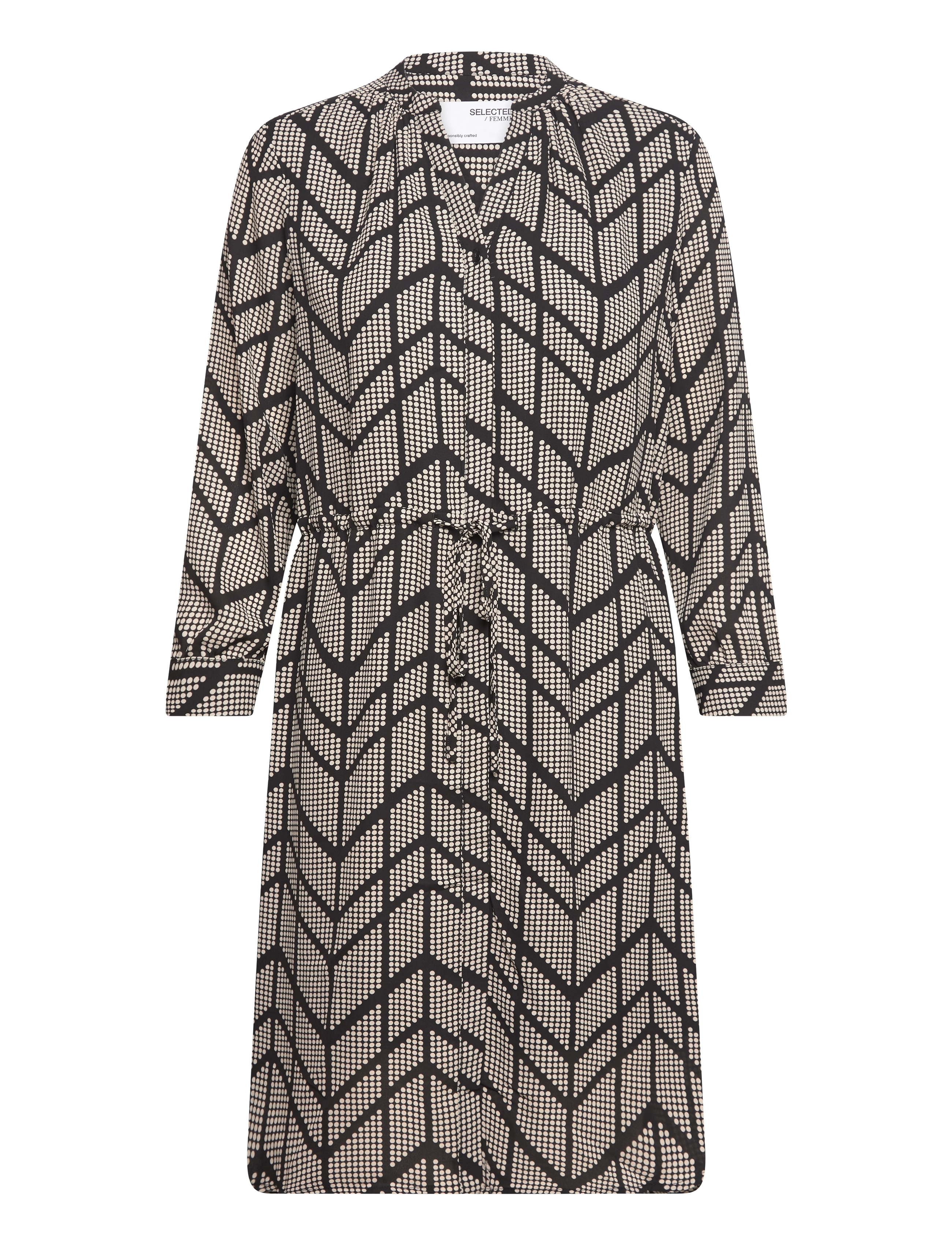 SELECTED Slfdamina 7/8 Aop Kleid Schwarz - 34 - Damen